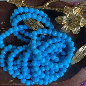Elegant Blue Turquoise Color Beaded Bracelet